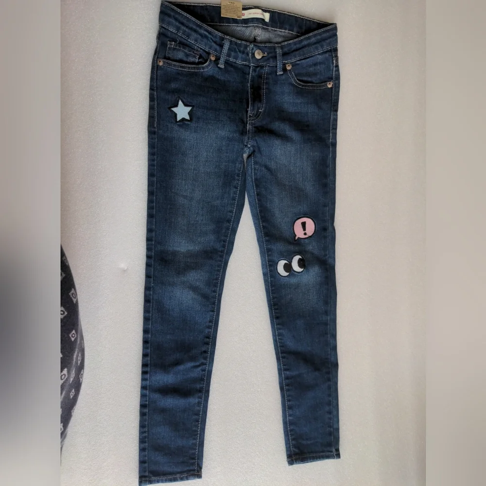 Girls Size 10 NWT Levi Jeans with Fun Patches Super Skinny 710